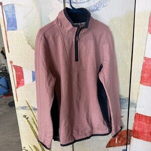 Fat Face Men's Zip-Up Sweater in Dusty Rose with Navy Trim